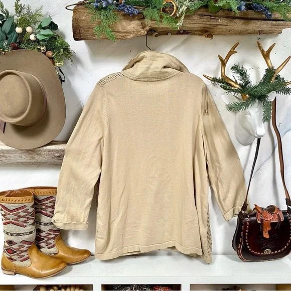 Safari MESH boho cardigan/cover up w botanical vacay vibe - Picture 11 of 12